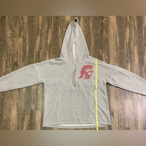 USC Trojans Sparkle Trojan and Letters women M 1/4 zip gray hoodie SC Apparel